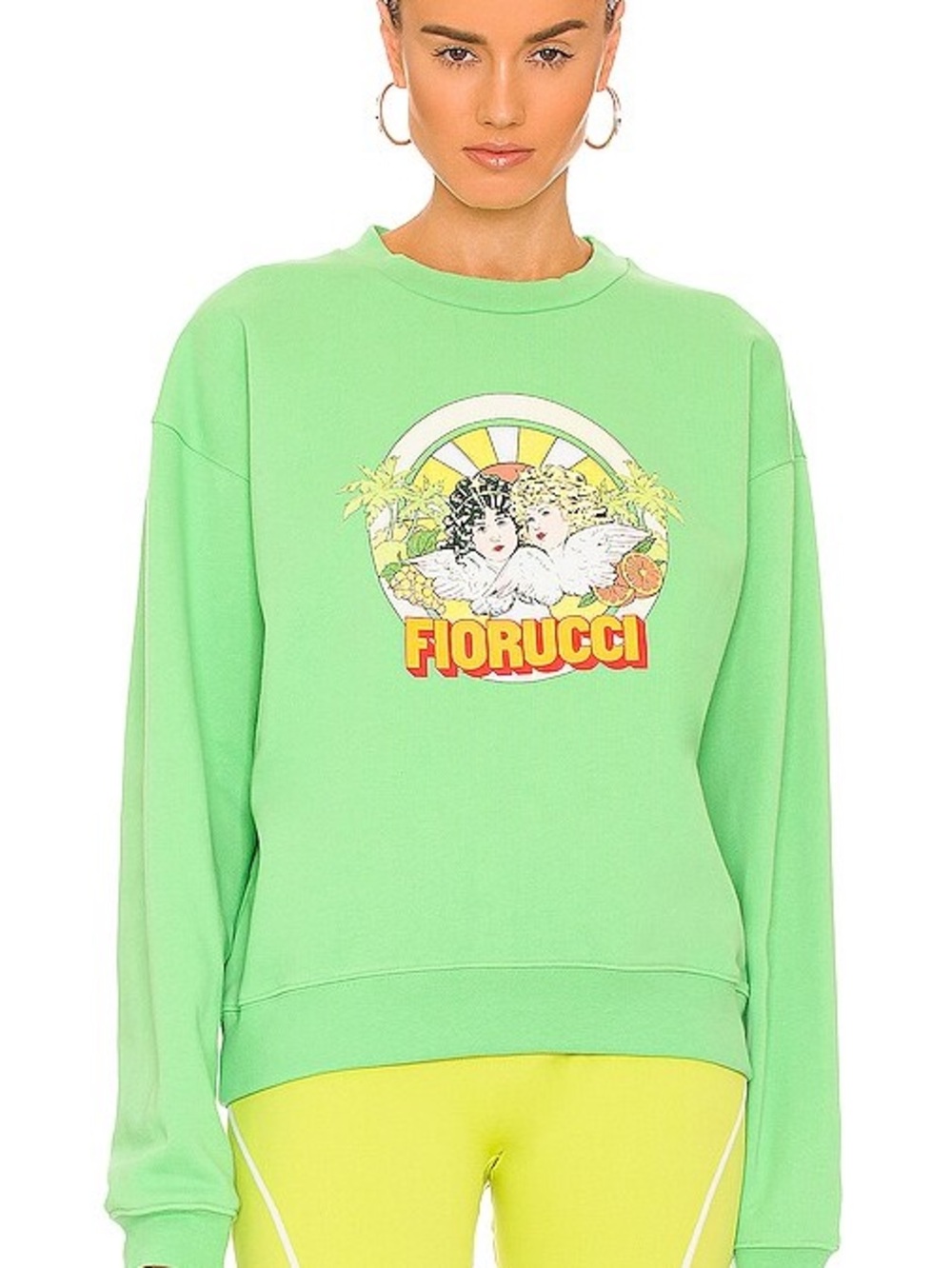 Fiorucci Lime Green Cherub Crewneck Sweatshirt